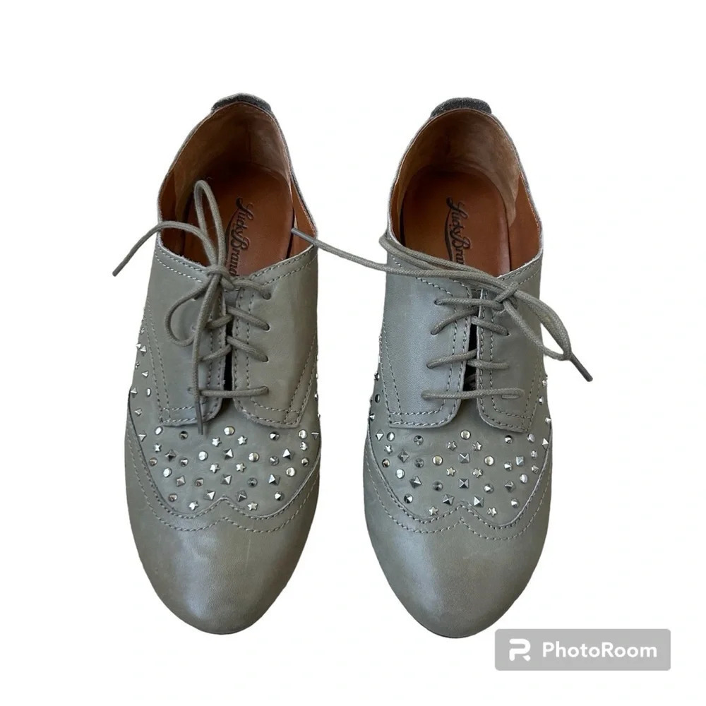 Lucky Brand Gedi Studded Leather Oxford Olive Green Size 8.5